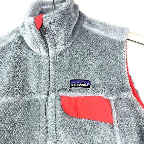 Patagonia Women's Re-Tool Vest Zip Up Fleece Gray Pink Pockets Fuzzy MEDIUM - Picture 3 of 6